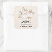 ホワイトと金ゴールドカボチャ水彩キャンドル スクエアシール (バッグ)