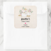 ホワイトと金ゴールドカボチャ水彩事業 スクエアシール (バッグ)