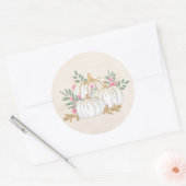 ホワイトと金ゴールドカボチャ水彩正方形ステッカー ラウンドシール (封筒)