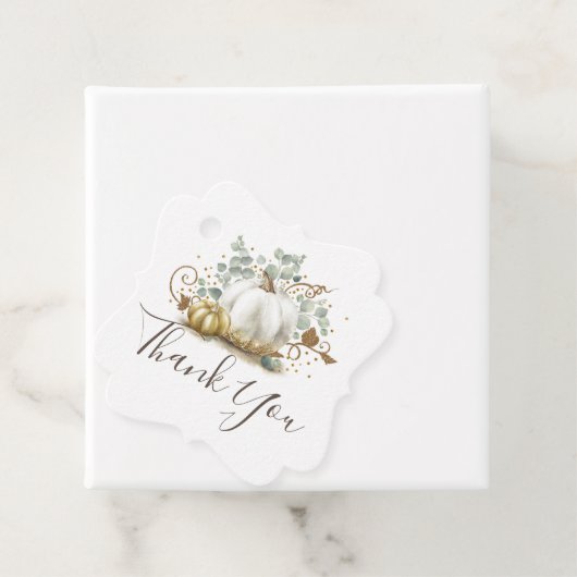 ホワイトと金ゴールドカボチャ秋ありがとう フェイバータグ (インサイチュ)