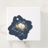 ホワイトと金ゴールドカボチャ秋サンキューメッセージカード フェイバータグ (インサイチュ)