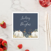 ホワイトと金ゴールドカボチャ秋ハーベスト結婚ズナプキ スタンダードカクテルナプキン (インサイチュ)