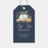 ホワイトと金ゴールドカボチャ秋園区ホイホレイギフトTa ギフトタグ (正面)