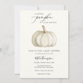 ホワイトと金ゴールドカボチャ赤ちゃんシャワー招待状 招待状 (正面)