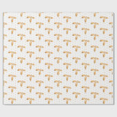 ホワイトと金ゴールドクリスマスホリー ラッピングペーパー (フラット)