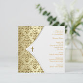 ホワイトと金ゴールドクロス《キリスト教》洗礼式や命名式 招待状 (スタンド正面)