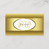 ホワイトと金ゴールドグラデーションイニシャルゴールデンオーバルデコール 名刺 (正面)