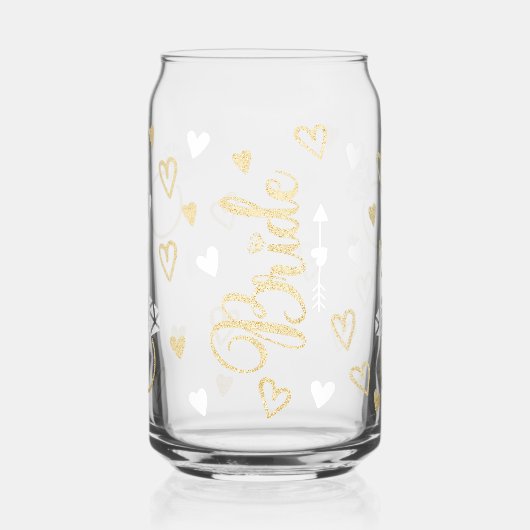 ホワイトと金ゴールドグリッターブライド婚約リング ガラス缶 (左)