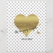 ホワイトと金ゴールドハート水玉模様式チラシ (正面)