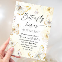 ホワイトと金ゴールドバタフライキス誕生日