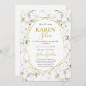 ホワイトと金ゴールドバタフライキンセアニェラ 招待状 (正面/裏面)