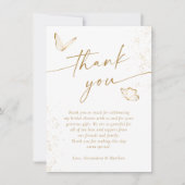 ホワイトと金ゴールドバタフライブライダルシャワー サンキューカード (正面)