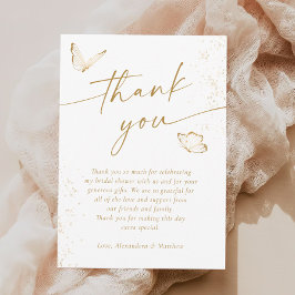 ホワイトと金ゴールドバタフライブライダルシャワー サンキューカード