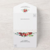 ホワイトと金ゴールドパンプキンブルゴーニュ結婚フローラ オールインワン招待状 (外側)