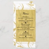 ホワイトと金ゴールドフェイクフローラスワールシック結婚のメニュー メニュー (正面/裏面)