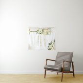 ホワイトと金ゴールドフローラシャンパングラスウェルカム タペストリー (インサイチュ(横))