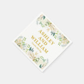 ホワイトと金ゴールドボホボヘミアンシック結婚グリーナリー スタンダードカクテルナプキン (角)