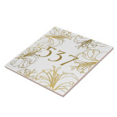 ホワイトと金ゴールドボーホデコレーションハウスナンバープラーク タイル (側面)