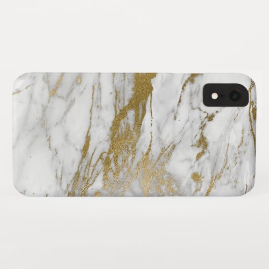 ホワイトと金ゴールドマーブルエレガントモダンプリント Case-Mate iPhoneケース (裏面(横))