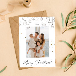 ホワイトと金ゴールドミニマリストのクリスマスカード 招待状