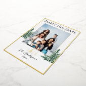 ホワイトと金ゴールドモダンのクリスマスフォトカード 箔シーズンカード (回転した状態)