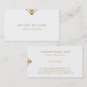 ホワイトと金ゴールドモダンジオメトリアクセントのビジネスカー 名刺 (正面/裏面)