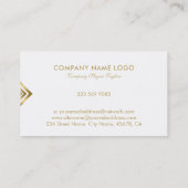 ホワイトと金ゴールドモダンジオメトリアクセントのビジネスカー 名刺 (裏面)