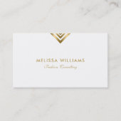 ホワイトと金ゴールドモダンジオメトリアクセントのビジネスカー 名刺 (正面)