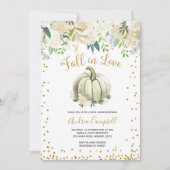 ホワイトと金ゴールド秋インラブブライダルシャワー招待状 招待状 (正面)