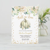 ホワイトと金ゴールド秋インラブブライダルシャワー招待状 招待状 (スタンド正面)