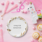 ホワイトと金ゴールド紅葉シック結婚ズ ペーパープレート (パーティー)