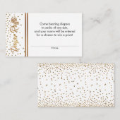 ホワイトと金ゴールド紙吹雪おむつラッフルチケットカード エンクロージャーカード (正面/裏面)
