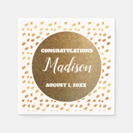 ホワイトと金ゴールド紙吹雪大学トランクデータグラード スタンダードカクテルナプキン