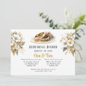 ホワイトと金ゴールド結婚のリングや輪リハーサルディナー 招待状 (スタンド正面)
