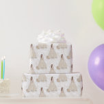 ホワイトと金ゴールド結婚ブライド ラッピングペーパー<br><div class="desc">美しい紙結婚の贈り物の与えための。白と金ゴールドの金ゴールドアクセント付きの花模様</div>