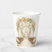 ホワイトと金ゴールド結婚教会 紙コップ (裏面)