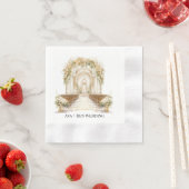 ホワイトと金ゴールド結婚教会 縁ありカクテルナプキン (インサイチュ)