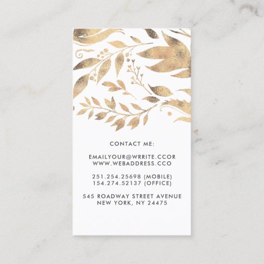 ホワイトと金ゴールド離れリースシモダンック 名刺 (裏面)