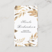 ホワイトと金ゴールド離れリースシモダンック 名刺 (正面)