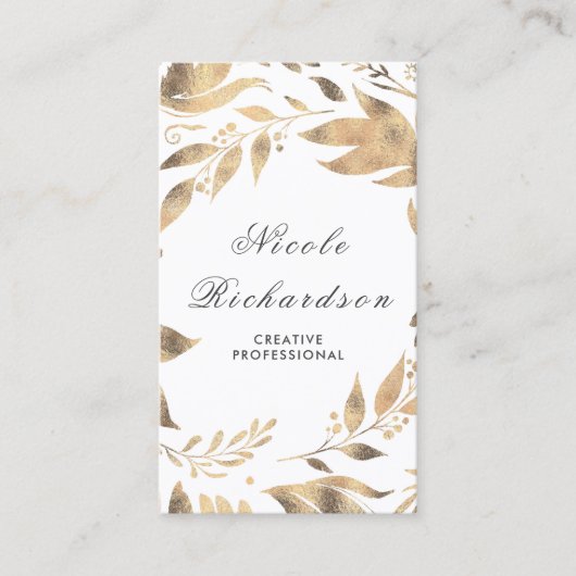 ホワイトと金ゴールド離れリースシモダンック 名刺 (正面)