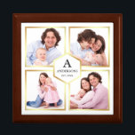 ホワイトと金ゴールド4写真家族写真コラージュ ギフトボックス<br><div class="desc">写真をアップお気に入りのロードして、写真を自ユニーク分でパーソナライズされた記念します。</div>