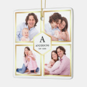 ホワイトと金ゴールド4写真家族写真コラージュ セラミックオーナメント (左)