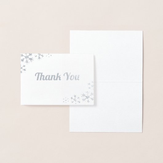 ホワイトと銀箔スノーフレークサンキューカード 箔カード (ディスプレー)
