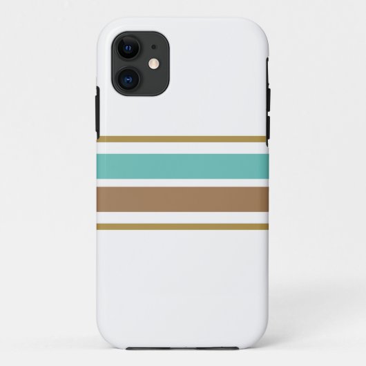 ホワイトにアクアとモカブラウンのレーシングストライプ Case-Mate iPhoneケース (裏面)