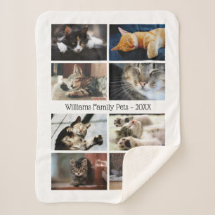 ホワイトに名前を付けた独自の8枚のフォトコラージュを作成 シェルパブランケット