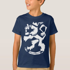 ホワイトのアーティスティックなライオンのキッズダークTシャツ Tシャツ