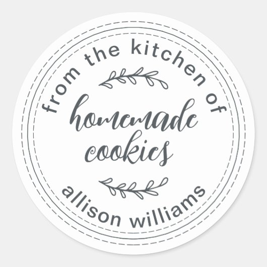 ホワイトのキッチン直送の手作り焼き菓子ラベル ラウンドシール (正面)