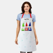 ホワイトのクリスマス格言3つ エプロン (着用した状態)