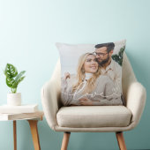 ホワイトのスクリプトにハートのカスタム写真 クッション (椅子)