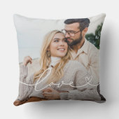 ホワイトのスクリプトにハートのカスタム写真 クッション (裏面)